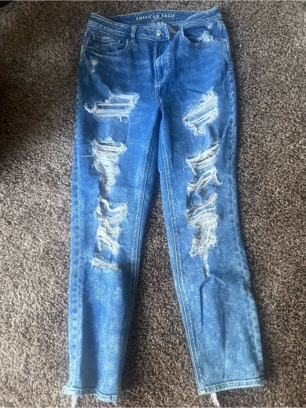 American Eagle Outfitters Ripped High-Rise Blue Jeans